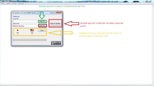 les différentes étapes à réalisé pour inséré le patch dans le jeu