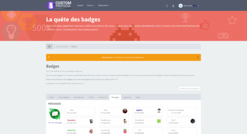 Badges arrivée Custom Protocol