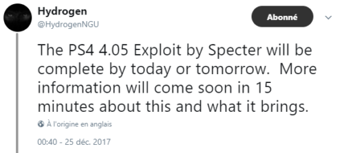 Tweet annonçant l'exploit